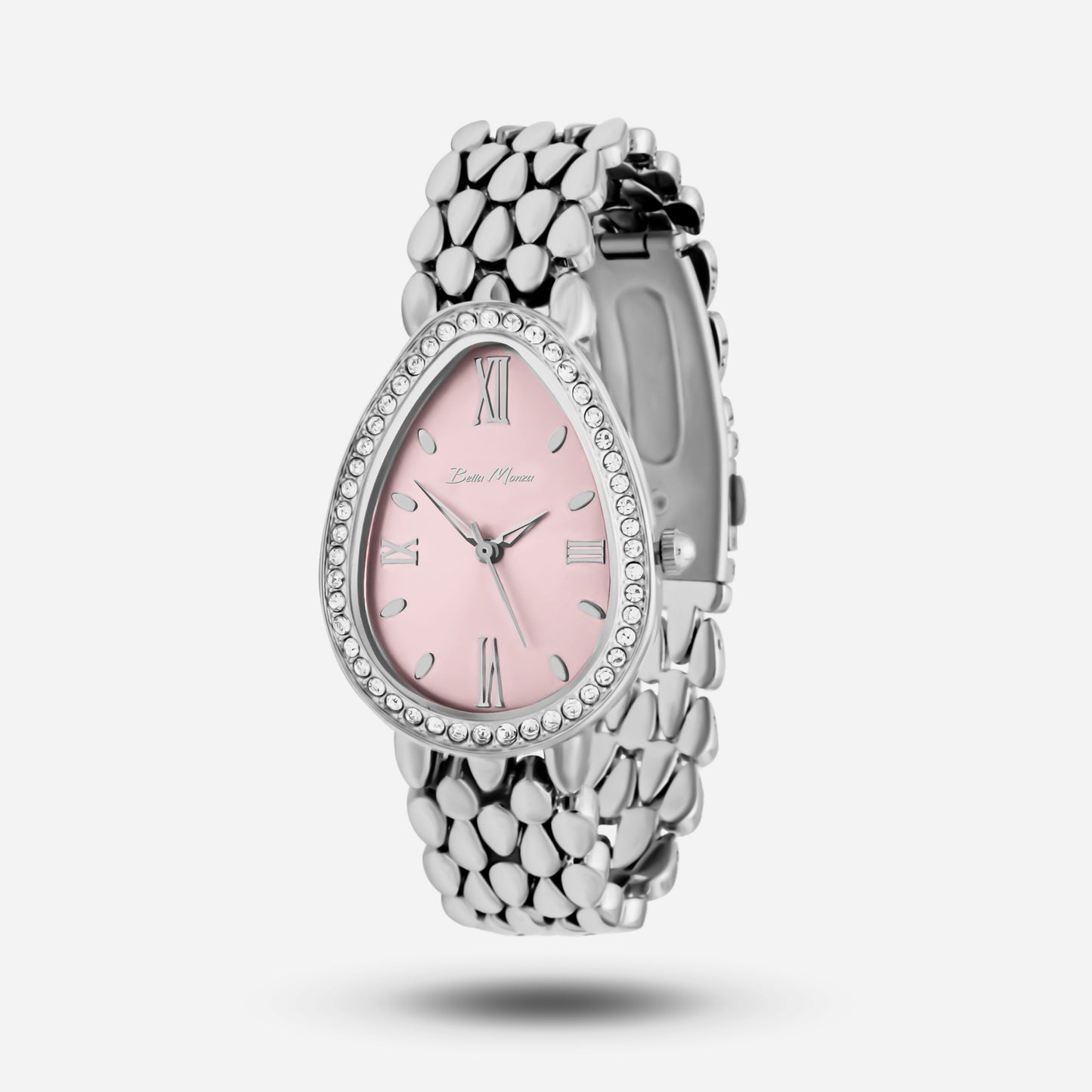 Silver Watch With Pink Dial