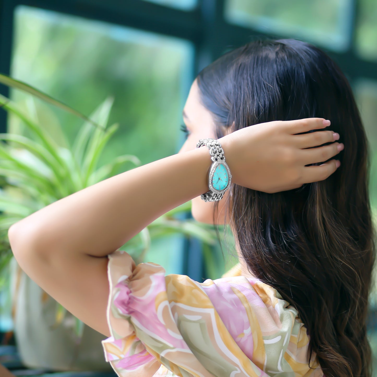 Women's Luxury Silver Watch With Blue Dial