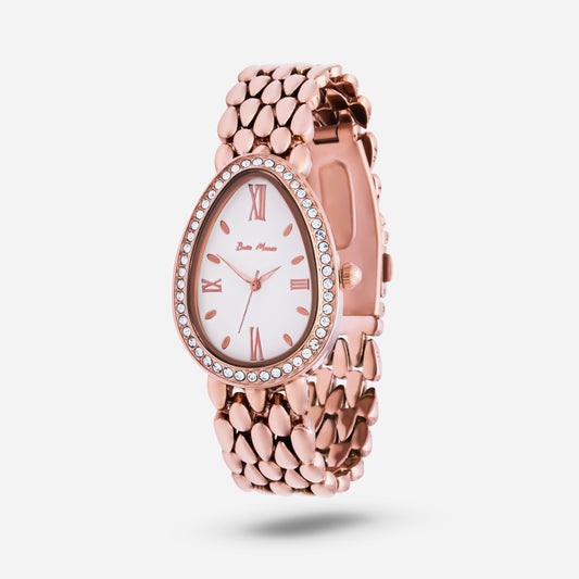 Rose Gold Watch With White Dial