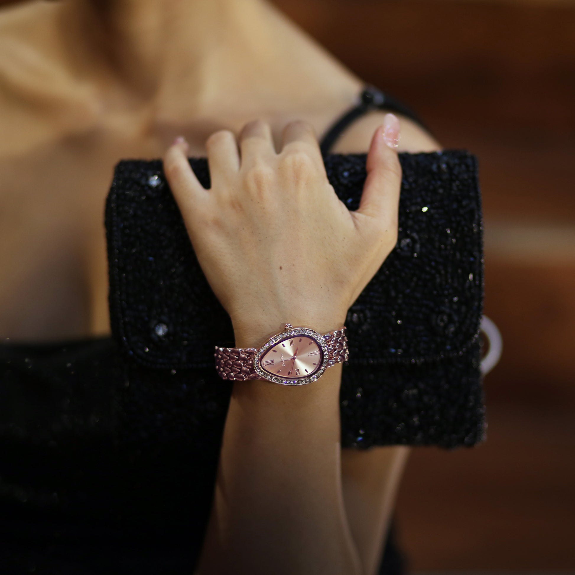Girl Wearing Copper Watch With Copper Dial