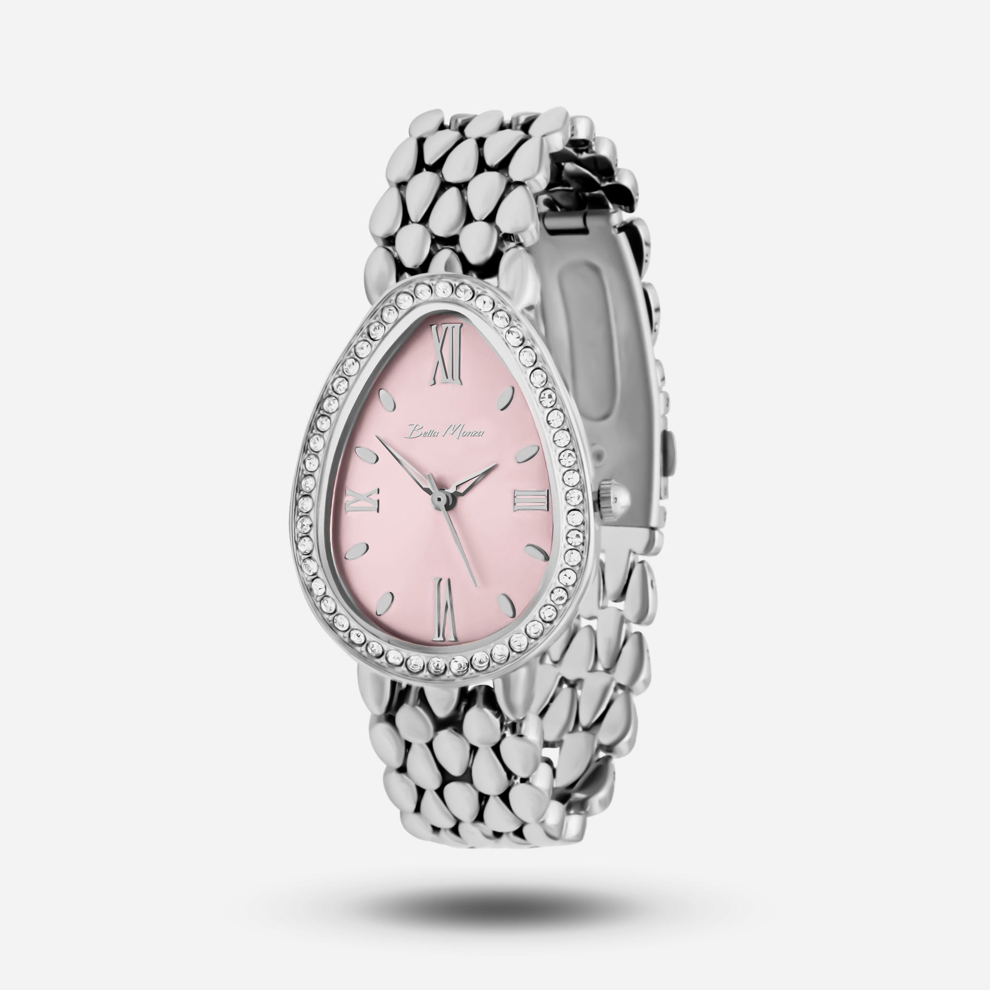Silver Watch With Pink Dial